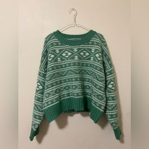 green knit cropped sweater